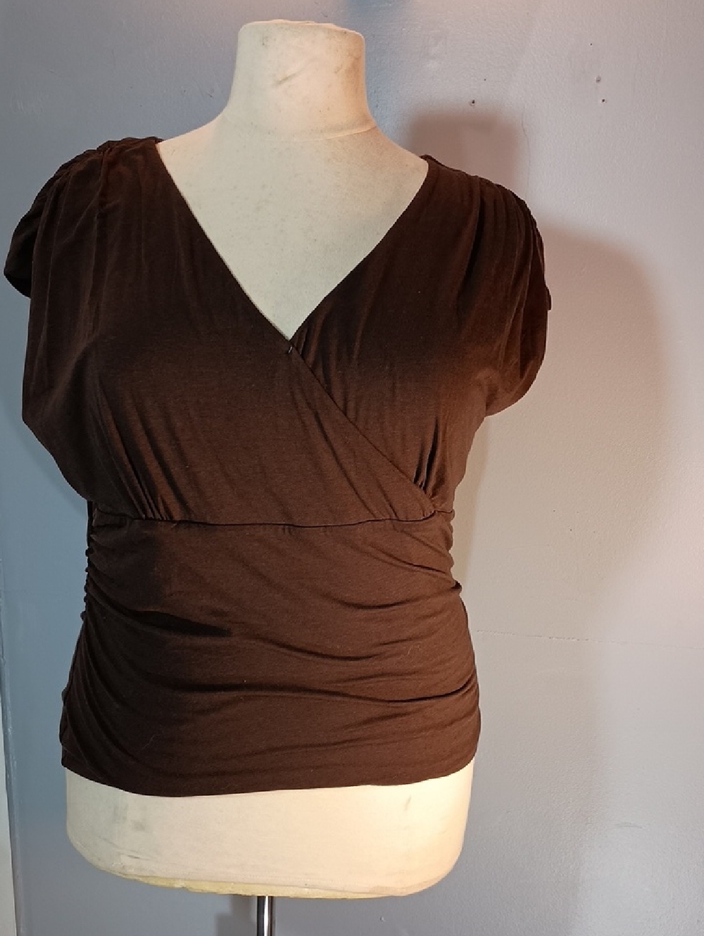 Banana Republic Chocolate Brown Wrap-Style V-Neck Top